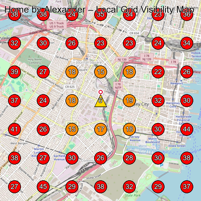 Home by Alexander GeoGrid visibility map for Cabinet Maker in Jersey City